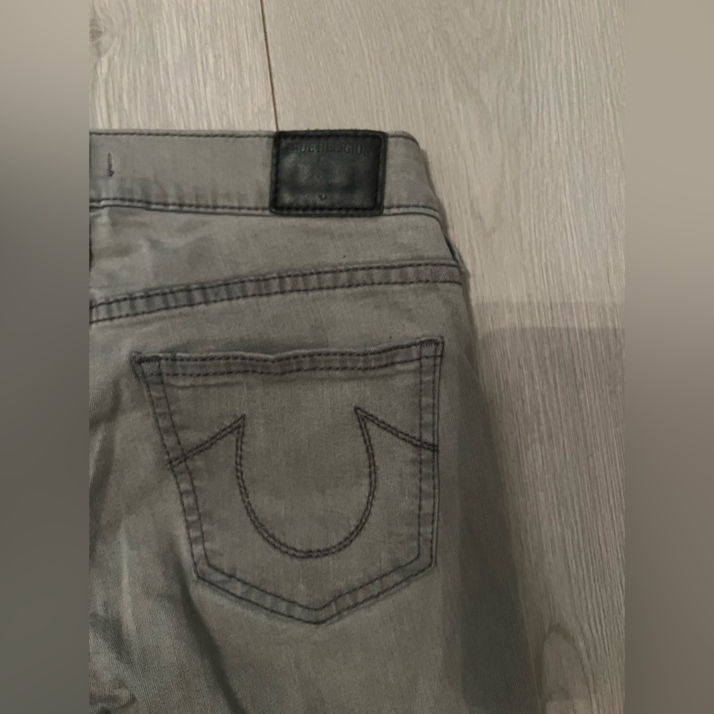 TRUE RELIGION Halle Mid Rise Supper Skinny Gray Jeans